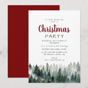 Invitation Fête de Noël élégante moderne en forêt de pins