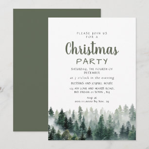 Invitation Fête de Noël élégante moderne en forêt de pins