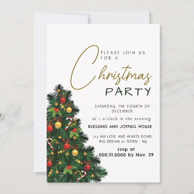 Invitation Fête de Noël Élégante Moderne Joie (Devant)