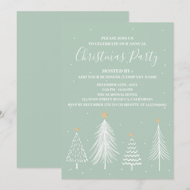 Invitation Fête de Noël élégante pour entreprise (Devant / Derrière)