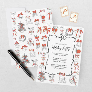 Invitation Fête de Noël élégante rouge et noir