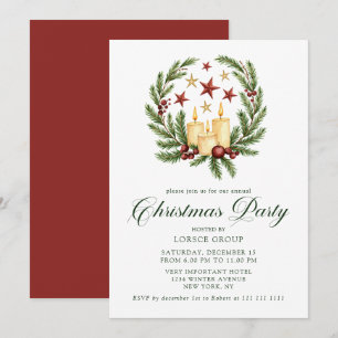 Invitation Fête de Noël Élégante Rouge et Verte pour Entrepri