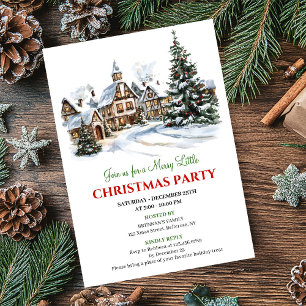 Invitation Fête de Noël élégante rouge verte festive en ville