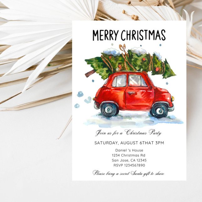 Invitation Fête de Noël élégante sous les pins (Créateur téléchargé)