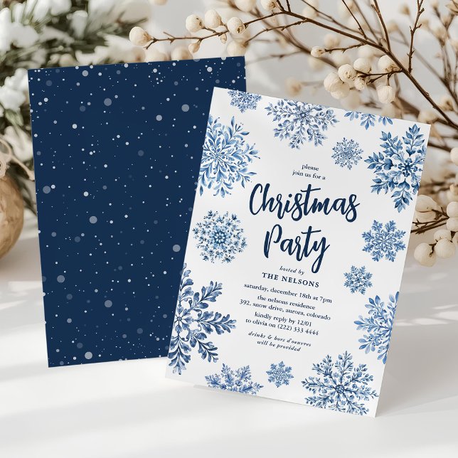 Invitation Fête de Noël élégante Toile Flocon de neige (Créateur téléchargé)