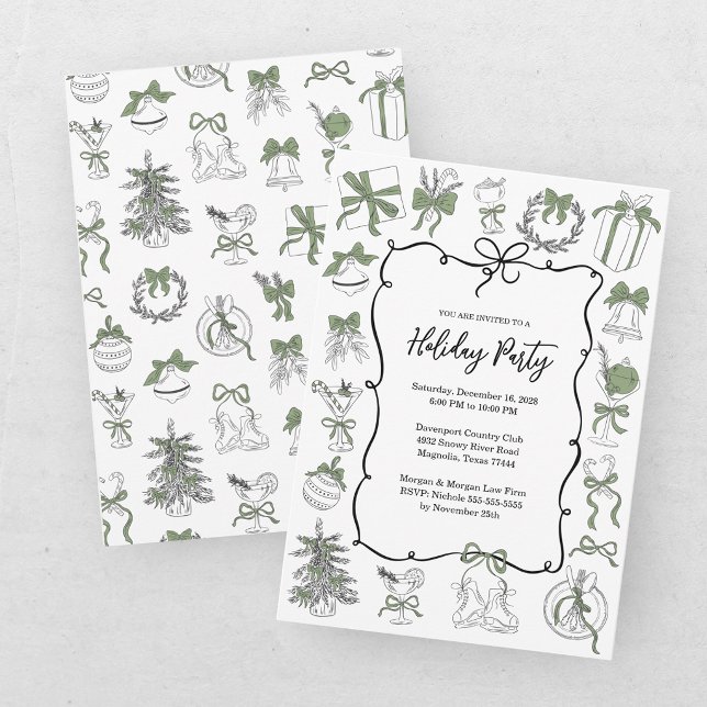 Invitation Fête de Noël élégante verte et noire (Créateur téléchargé)