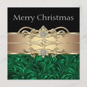 Invitation Fête de Noël élégante verte et or