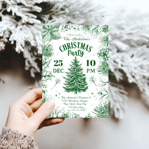 Invitation Fête de Noël élégante verte vintage