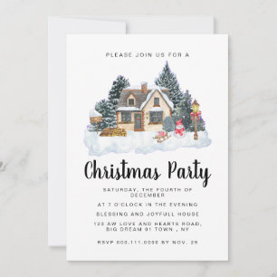 Invitation Fête de Noël Élégante Vintage Nostalgique d'Hiver