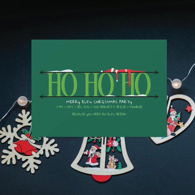 Invitation Fête de Noël Elf Shenanigans Ho Ho Ho (Créateur téléchargé)