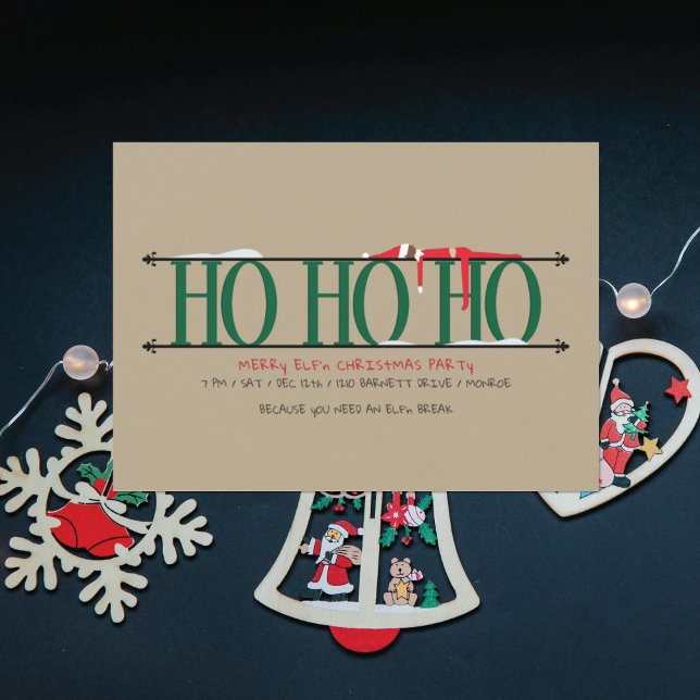 Invitation Fête de Noël Elf Shenanigans Ho Ho Ho (Créateur téléchargé)