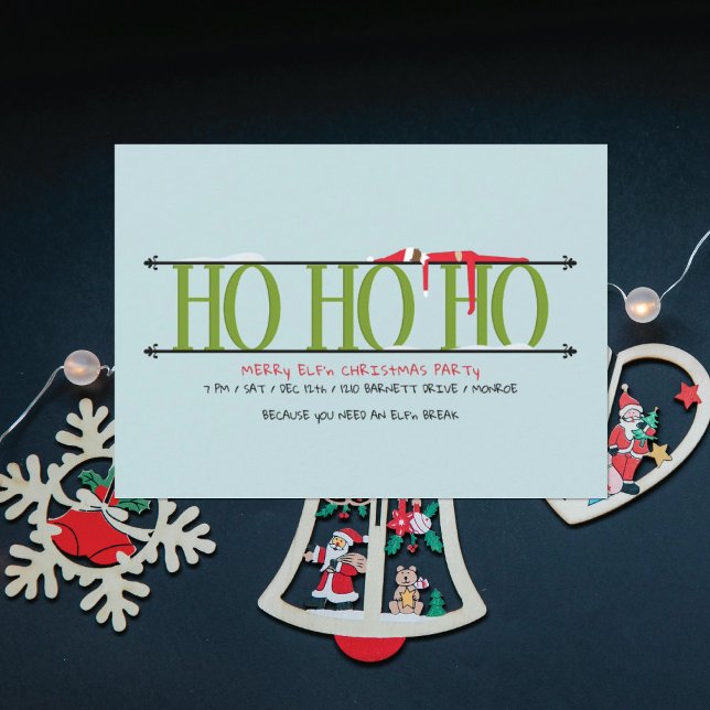 Invitation Fête de Noël Elf Shenanigans Ho Ho Ho (Créateur téléchargé)