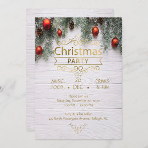 Invitation Fête de Noël en bois élégant