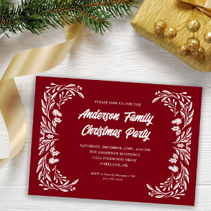 Invitation Fête de Noël en famille Vert blanc moderne