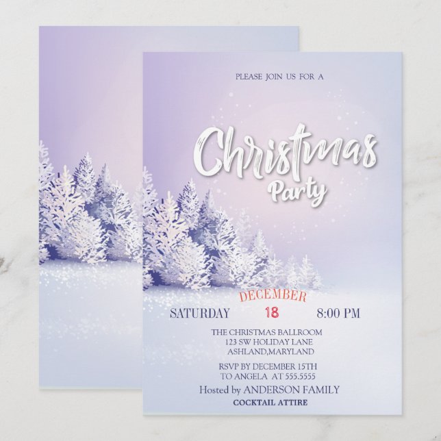Invitation Fête de Noël en forêt de pins (Devant / Derrière)