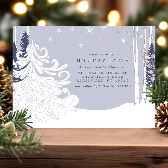 Invitation Fête de Noël en forêt enneigée en plein hiver (Créateur téléchargé)
