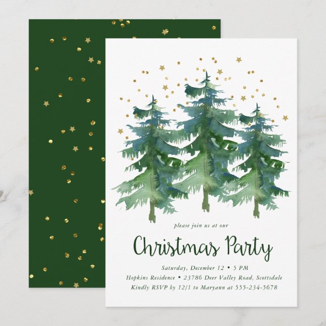 Invitation Fête de Noël en forêt hivernale (Devant / Derrière)