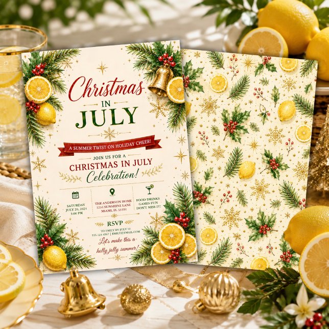 Invitation Fête de Noël en juillet au citron (Créateur téléchargé)