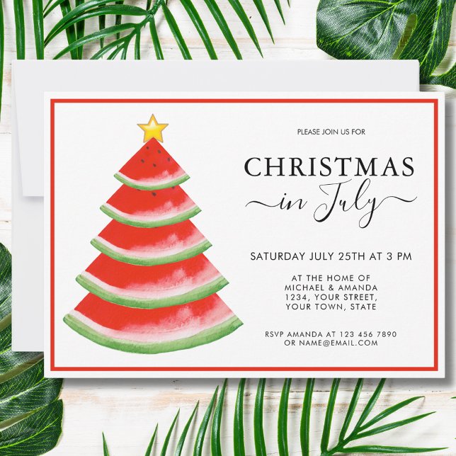 Invitation Fête de Noël en juillet avec pastèque  (Créateur téléchargé)