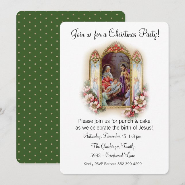 Invitation Fête de Noël en l'honneur de Jésus (Devant / Derrière)