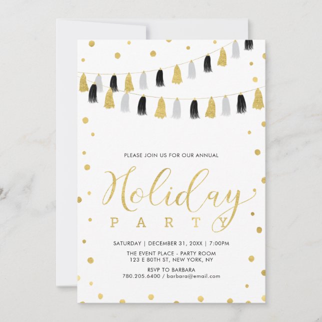 Invitation Fête de Noël en or, Fête de fin d'année d'entrepri (Devant)