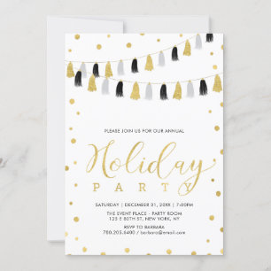 Invitation Fête de Noël en or, Fête de fin d'année d'entrepri