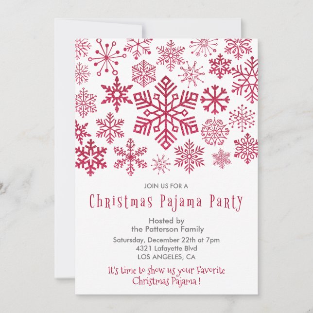 Invitation Fête de Noël en pyjama (Devant)