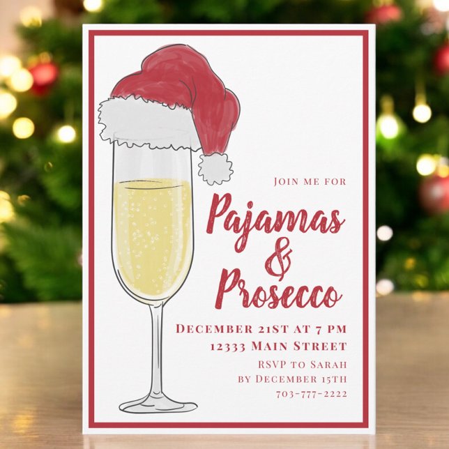 Invitation Fête de Noël en pyjama et prosecco (Créateur téléchargé)