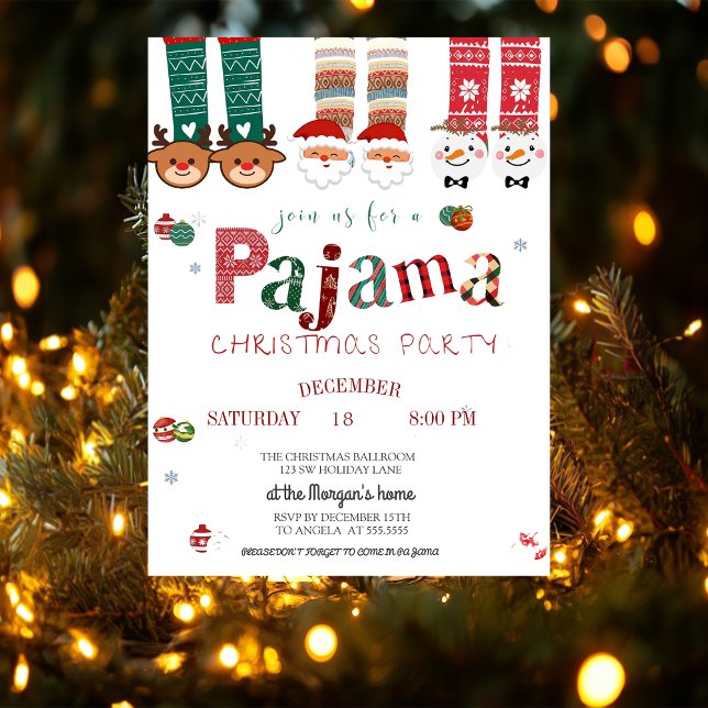 Invitation Fête de Noël en pyjama mignon (Créateur téléchargé)