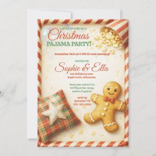 Invitation Fête de Noël en pyjama pour enfants Veillée de vac
