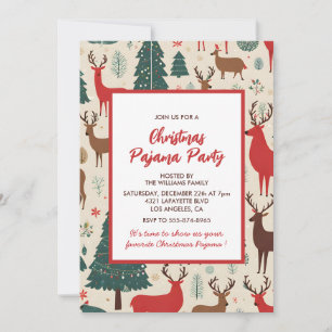 Invitation Fête de Noël en Pyjama Sommeil Fantaisiste Cerf