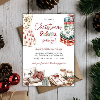 Invitation Fête de Noël en pyjama vacances famille amis