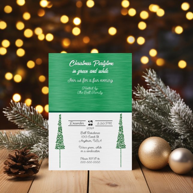 Invitation Fête de Noël en vert et blanc (Créateur téléchargé)