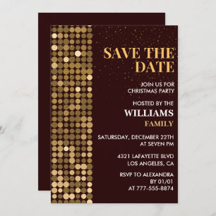 Invitation Fête de Noël Enregistrer la date Or