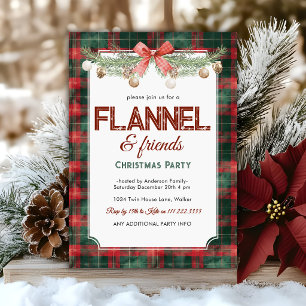 Invitation Fête de Noël entre amis en flanelle confortable