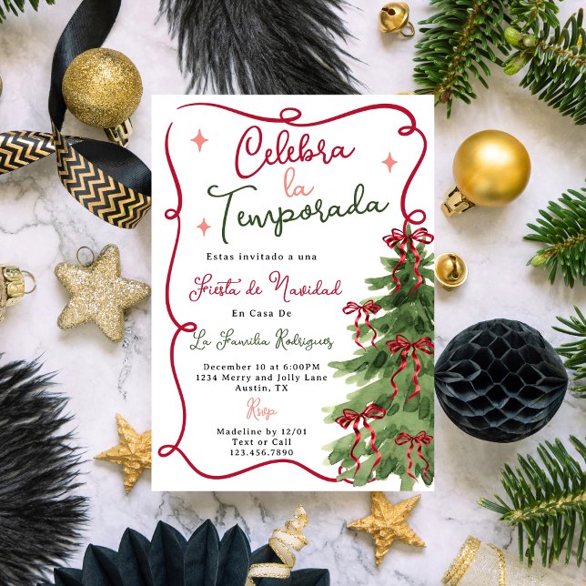 Invitation Fête de Noël espagnole Fiesta De Navidad (Créateur téléchargé)