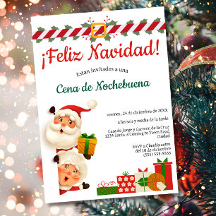 Invitation Fête de Noël espagnole Santa Cena de Nochebuena