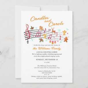 Invitation Fête de Noël Familiale Bougies et Chants de Noël