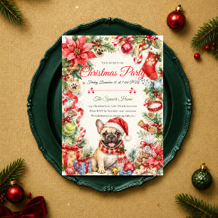 Invitation Fête de Noël Fantaisiste avec un Bouledogue França