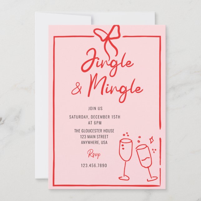 Invitation Fête de Noël Fantaisiste Jingle et Mingle (Devant)
