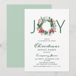 Invitation Fête de Noël festive au houx, soirée de vacances e