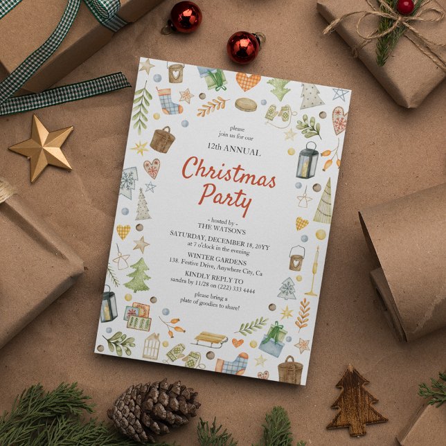 Invitation Fête de Noël festive mignonne (Créateur téléchargé)