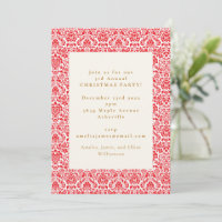 Fête de Noël festive Rouge Damassé Vintage