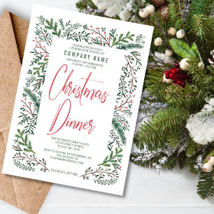 Invitation Fête de Noël festive rustique verte élégante