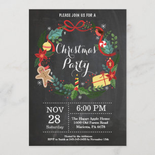 Invitation Fête de Noël Fête Florale Wreath
