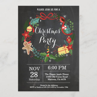 Invitation Fête de Noël Fête Florale Wreath