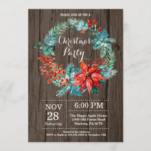 Invitation Fête de Noël Fête Florale Wreath