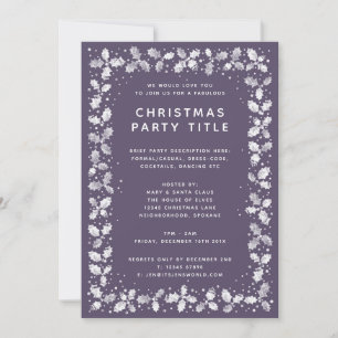 Invitation Fête de Noël Feuille minimaliste violet moderne