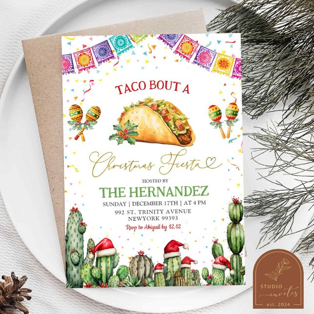 Invitation Fête de Noël Fiesta Confetti Posada Taco (Créateur téléchargé)