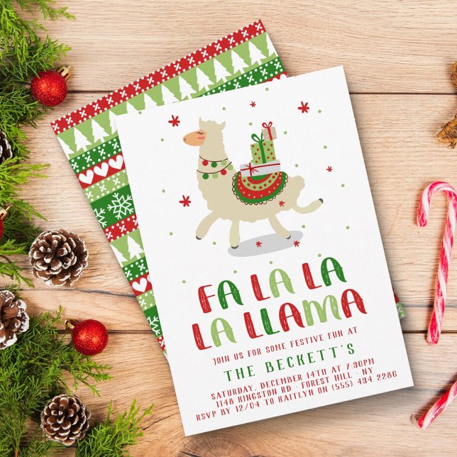Invitation Fête de Noël Fiesta Llama (Créateur téléchargé)